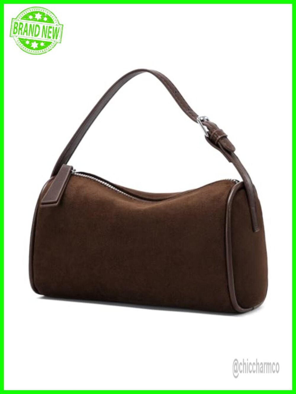 Suede Crossbody Shoulder Bag Mini Barrel Purse Adjustable Strap Women